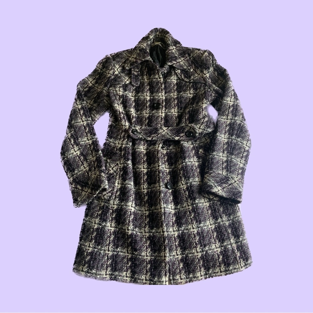 American Rag Women’s Creme/Black/Purple Winter Coat - Picture 1 of 8
